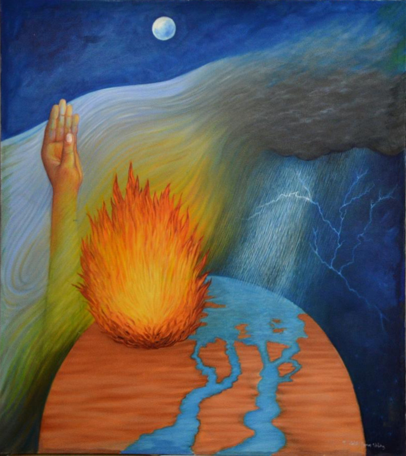 (ilustración: Five Elements Of Life, by Rohit kumar Vohra, Painting - Oil On Canvas)